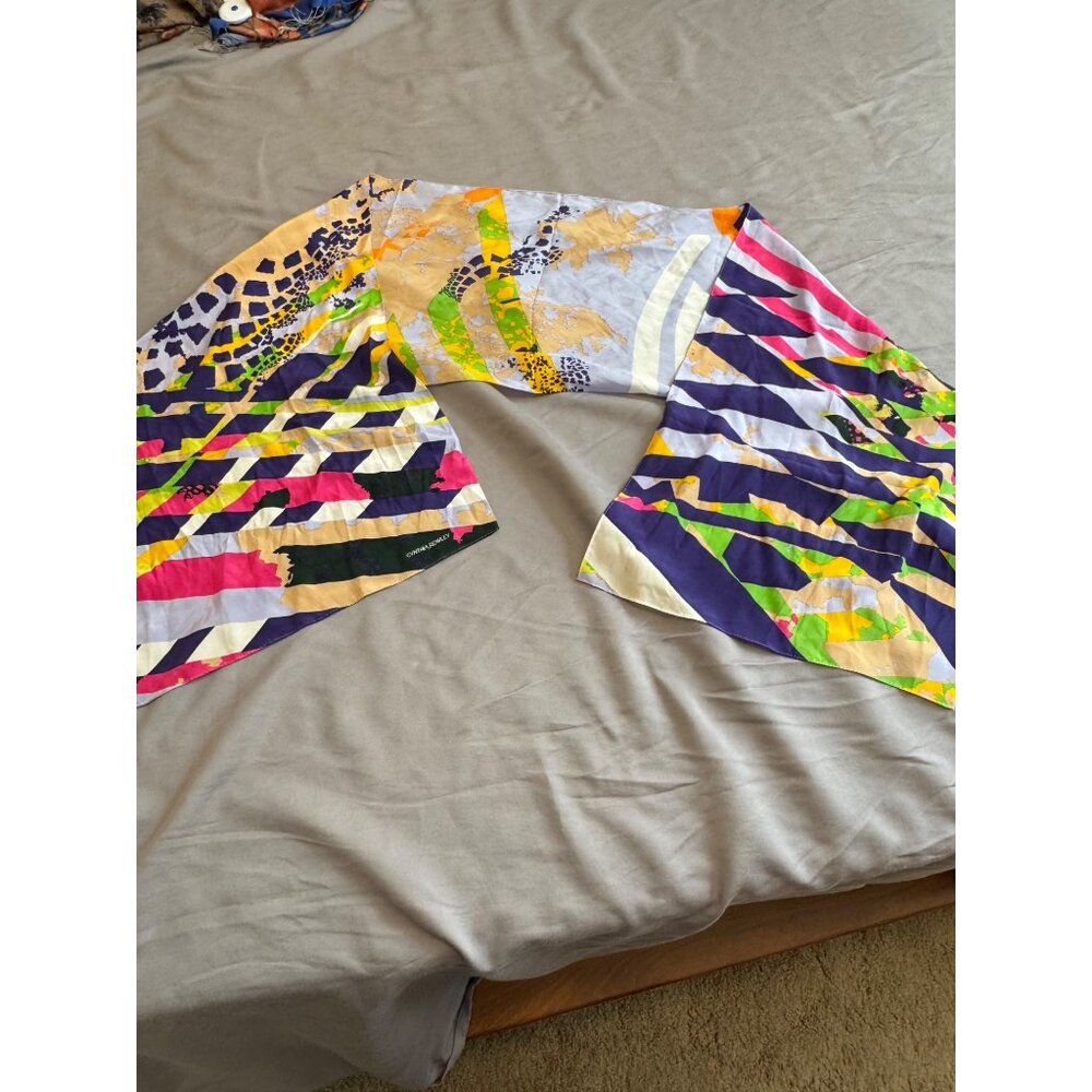 Cynthia Rowley Abstract Multicolor 100% Silk Scarf
